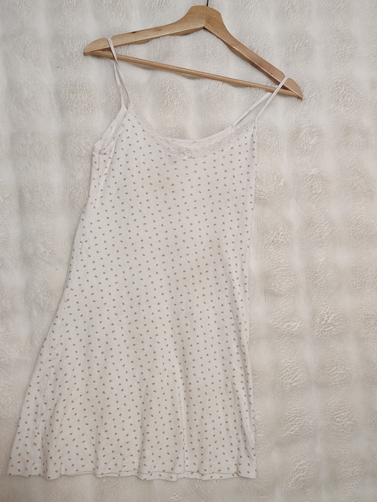 Other - 100% Cotton White Night Gown With Tiny Pink Floral Print